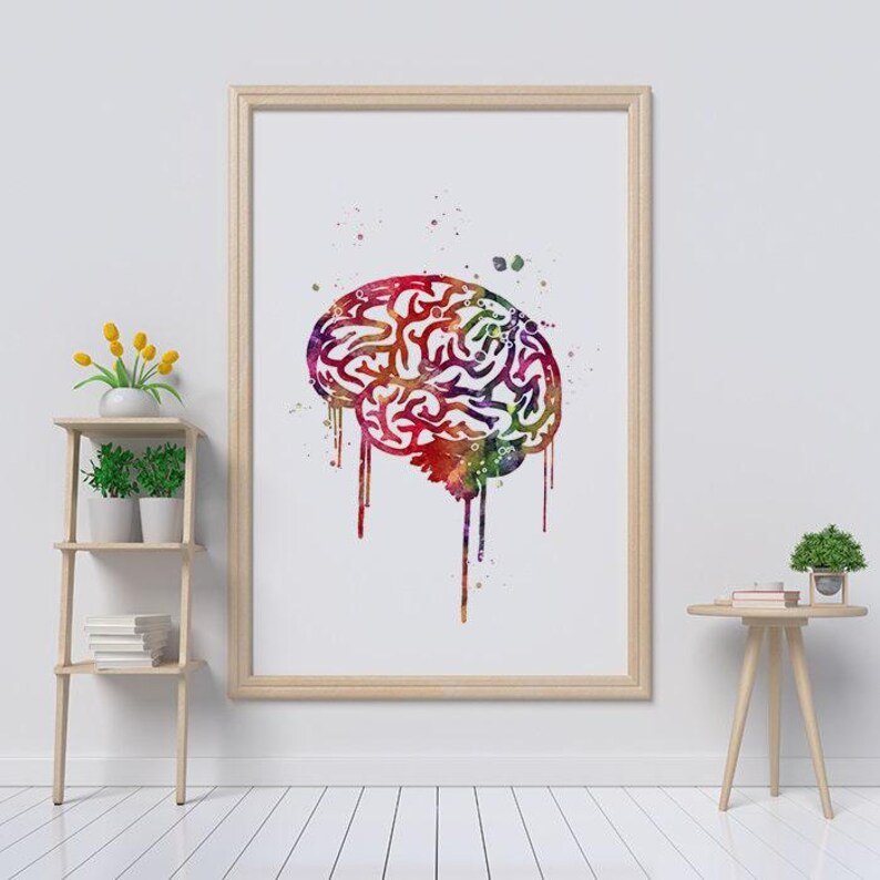 Anatomy Art Set of 3 Heart Brain Lungs Watercolor Prints Medical School ...