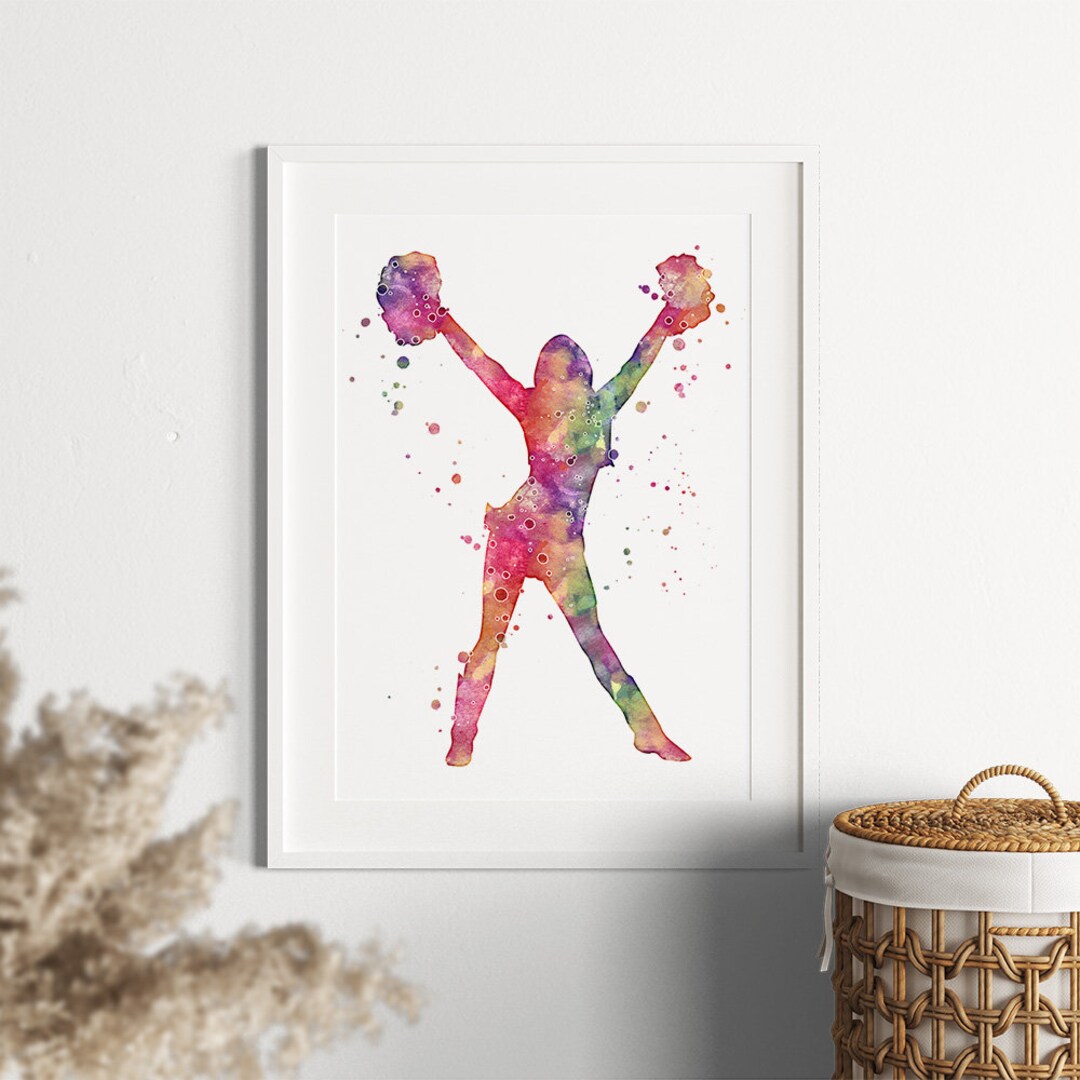 Cheerleading Print, Watercolor Artwork for Teen Girl Room Decor ...