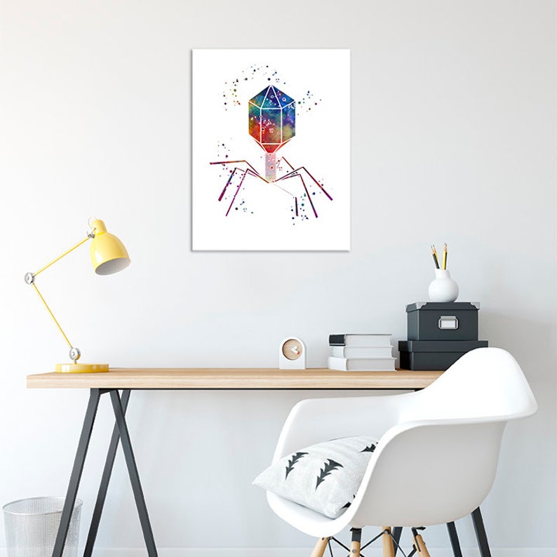 Science Decor Bacteriophage Virus Biology Art Print Etsy