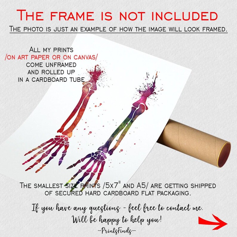Human Hands Skeletal System Watercolor Print - Anatomy Art for ...