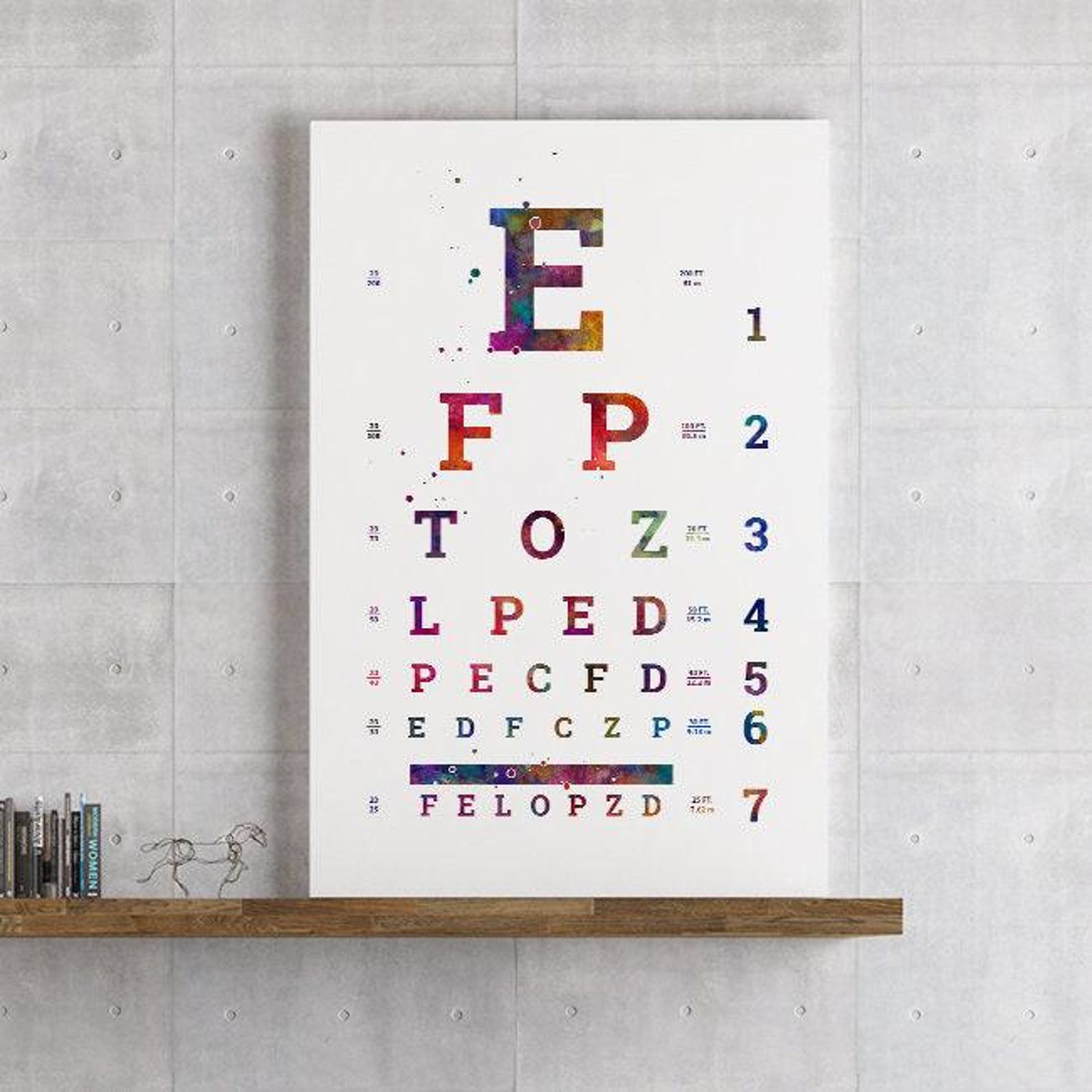 Optometry Art, Eyes Test Poster, Colorful Watercolor Artwork for ...
