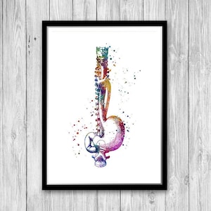 Esophagus and Stomach Anatomy Art Watercolor Print Oesophagus Doctor Office Decor Digestive system