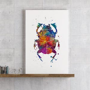 Scarab beetle watercolor art print