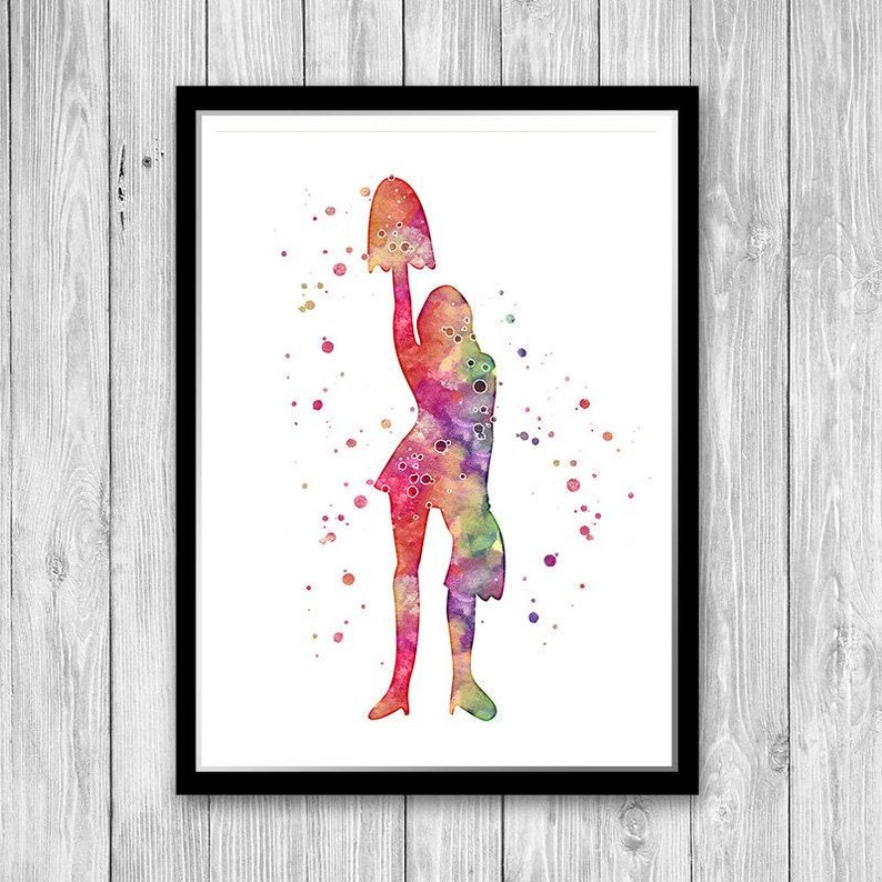Cheerleader Watercolor Print | Inspirational Sports Art Poster for ...