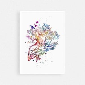 Leber Baum Anatomie Kunst Aquarell Druck, Arzt Geschenk, Med Büro Dekor, Transplant Klinik Wand Kunst
