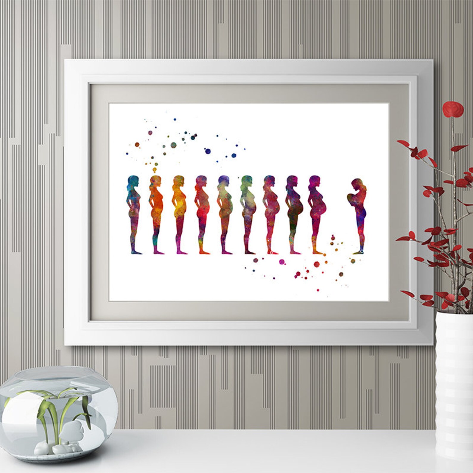 Obstetrics and Gynecology Art Pregnancy Stages Watercolor - Etsy