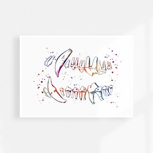 Hond tandheelkunde kunst aan de muur, decor veterinaire tandheelkundige kliniek, veterinaire tandheelkunde specialist cadeau, hond tanden aquarel print