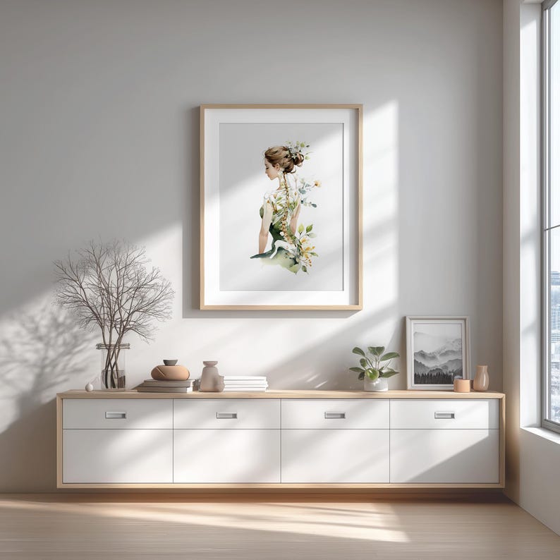 Botanical anatomy spine wall art for massage studio treatment room decor