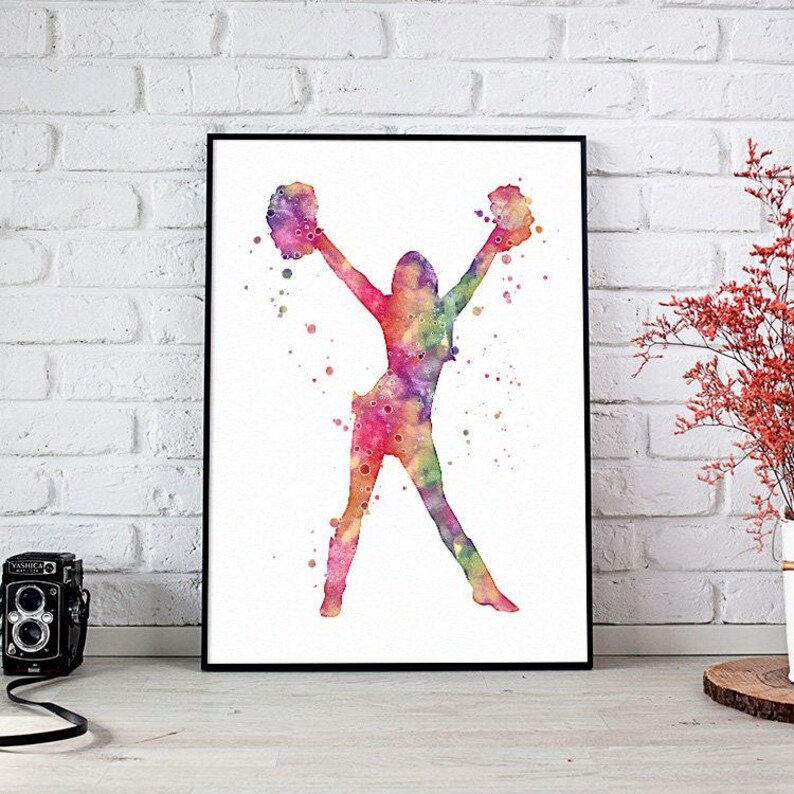 Cheerleading Print, Watercolor Artwork for Teen Girl Room Decor ...