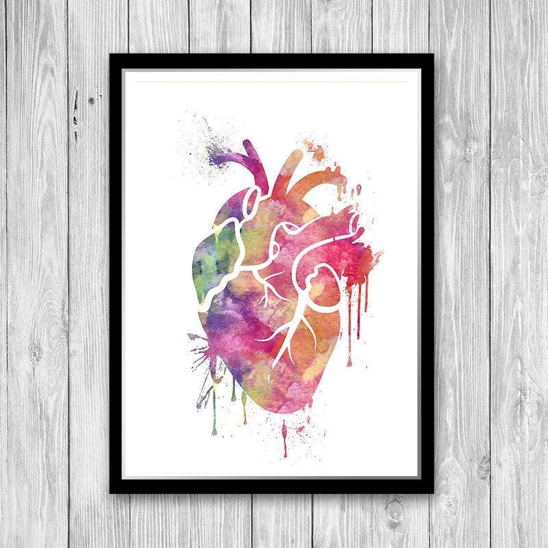 Human Heart Print Set Anatomy Art Watercolor Heart Set of 3 Prints ...