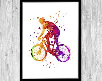 Mountain Bike Print, Mountain Bike Watercolor Art Print, Mountain Biking Art, Road Bike, Llife Behind Bars, mountain biker poster wall decor