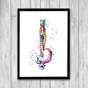 Slokdarm en maag anatomie Art aquarel Print slokdarm Doctor Office Decor spijsverteringsstelsel