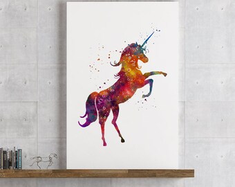 Watercolour unicorn wall art for kids room