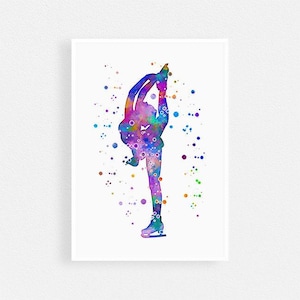 Figure Skating art,  Girl Ice Skater Watercolor Print