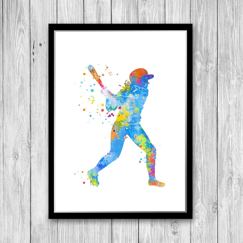 Softball Room Decor Softball Girl Player Watercolor Art Print Softball Batter Teen Girl Room Wall Art Decor Softball Mom Gift Baseball Art