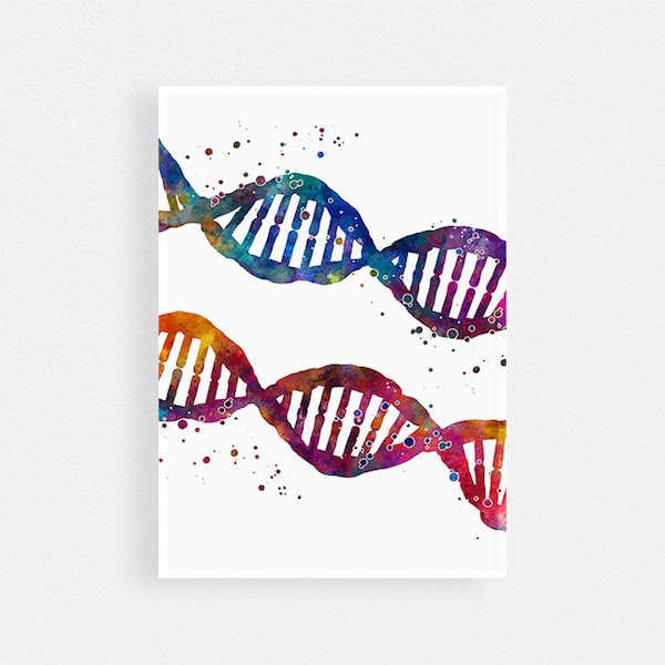 Aquarell DNA Kunstdruck, Wissenschaft Poster, Genetik Poster