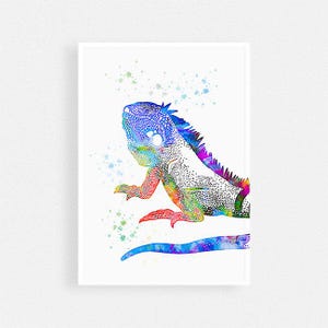 Iguana Watercolor Art Print, Iguana wall art, nursery decor