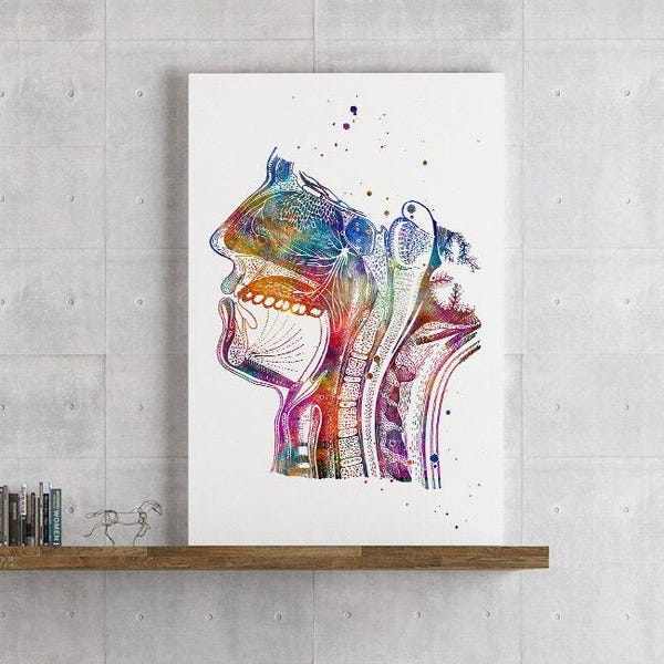 Anatomie kunst ademhalingsstelsel luchtweg aquarelafdruk
