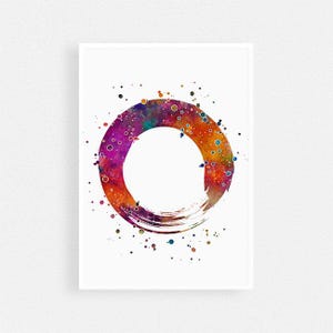 Enso Circle Watercolor Art Print - Zen Yoga Room Wall Decor