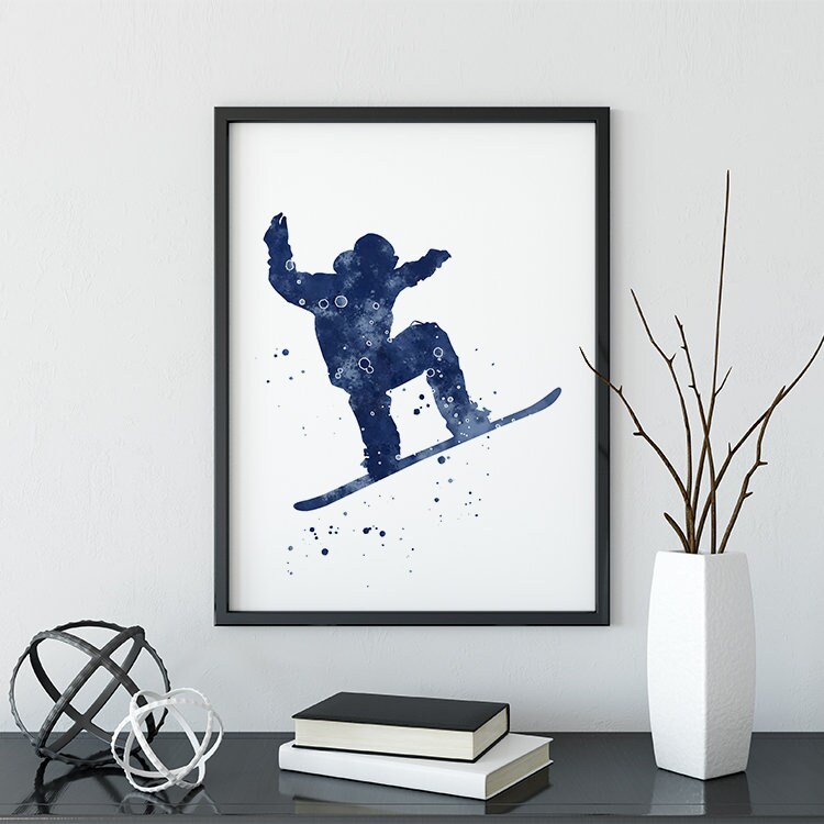 Snowboarding Gift for Snowboarder Navy Blue Boys Room Decor Etsy