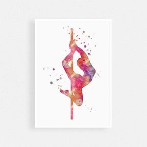 Pole Dance art print | Pole dancer watercolor print | Pole dancing poster | Dance studio decor image 1