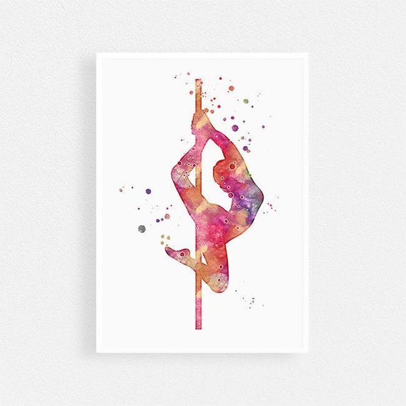 Pole Dance art print | Pole dancer watercolor print | Pole dancing poster | Dance studio decor