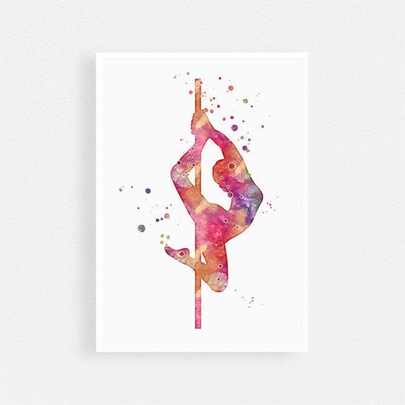Pole Dance art print | Pole dancer watercolor print | Pole dancing poster | Dance studio decor image 1