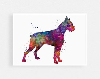 Boxer Dog Wall Art for Home Decor, Boxer Watercolor print for Kids Room, Dog Lover Gift