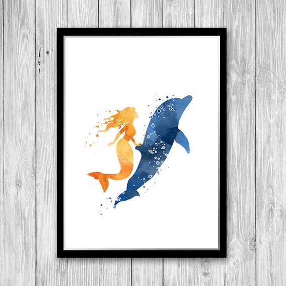 Vintage Art Print Poster A1 A2 A3 A4 A5 Mermaid tail sea