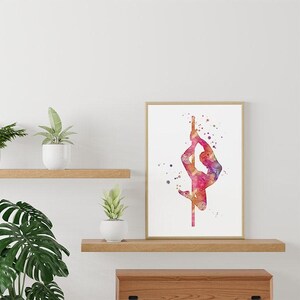 Pole Dance art print | Pole dancer watercolor print | Pole dancing poster | Dance studio decor image 2