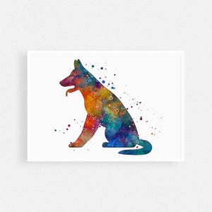 Dog Watercolor Print - German Shepherd Wall Art for Home Decor