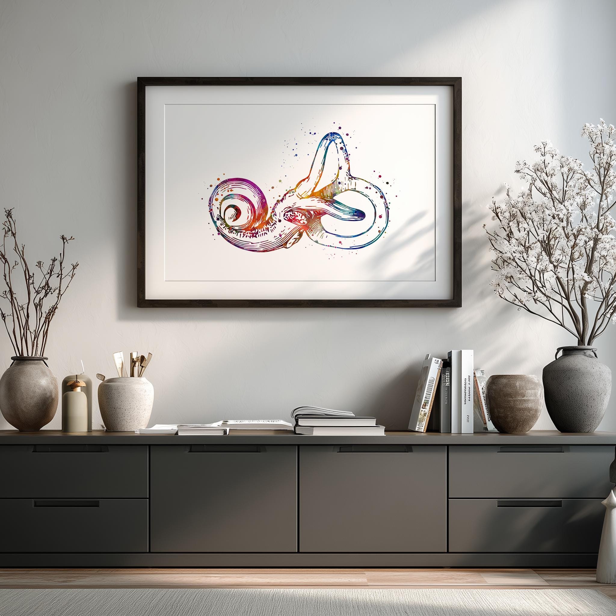 Cochlea Wall Art Print, Watercolor Inner Ear Anatomy, Audiology Decor ...