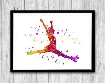 Girl Roller Skating Wall Art Girl Roller Skater Watercolor Print Girls Room Decor