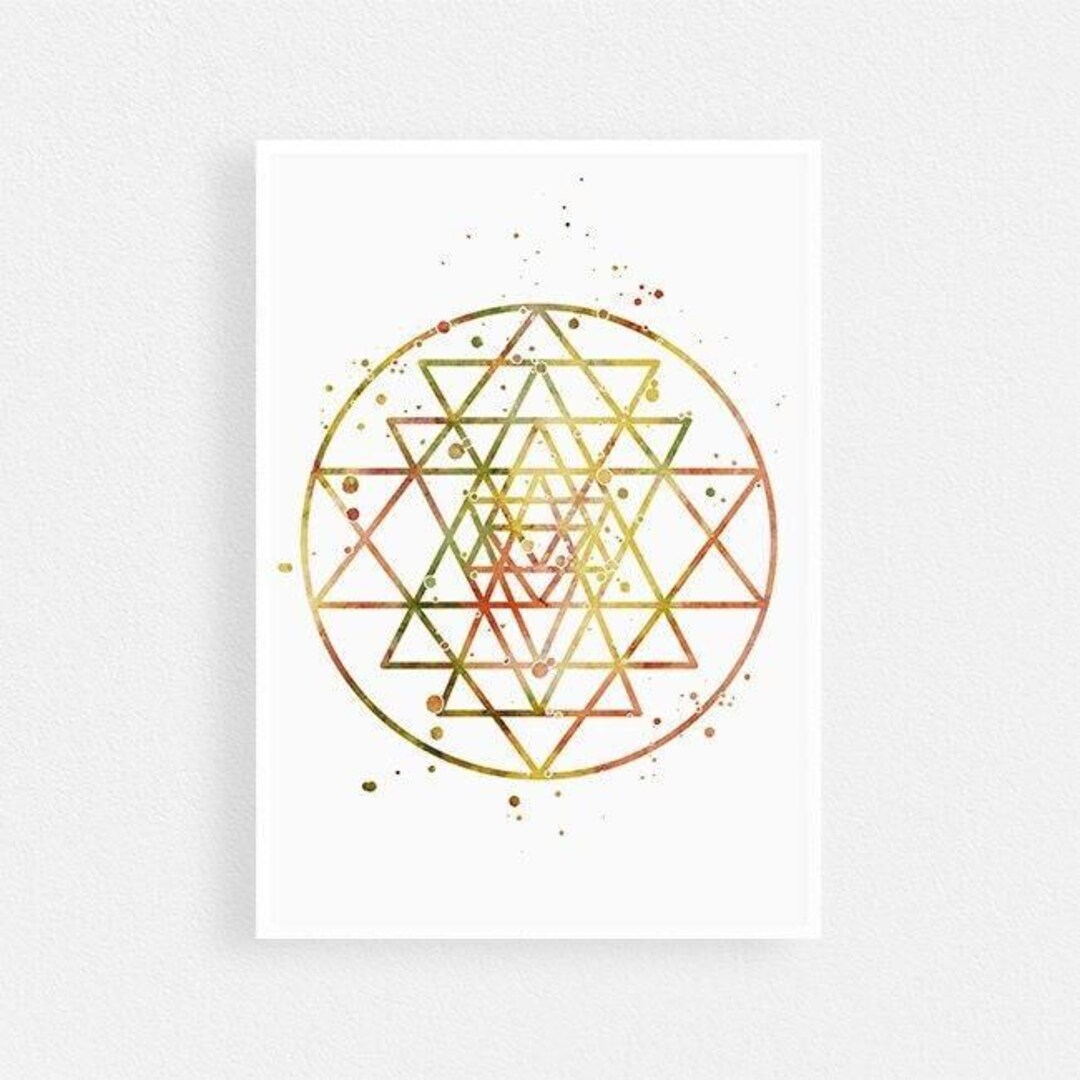 Boho Home Decor - Sri Yantra Wall Art - Sacred Geometry Watercolor ...