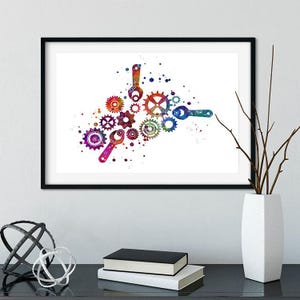 Mechanical engineering art print, Mechanical engineer gift, Office Decor Watercolor Print