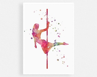 Pole Dancing Watercolor Print for Home Decor
