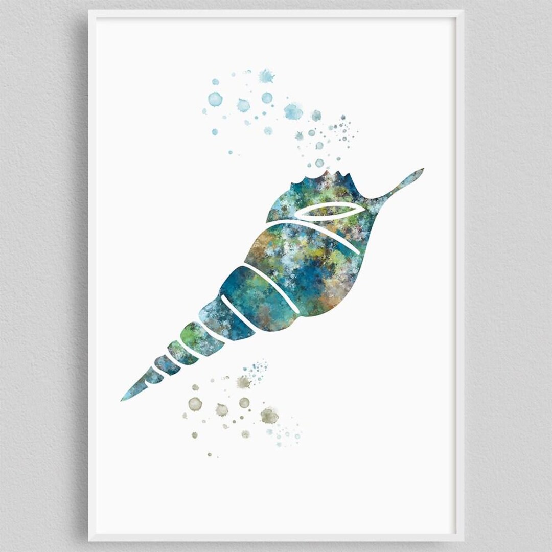 Seaashell Wall Art - Nautical Print for Bathroom Decor - Coastal Art ...
