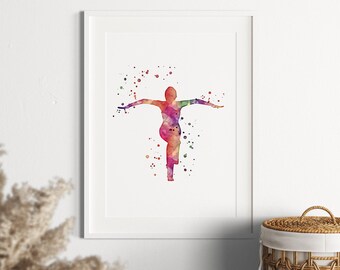 Yoga Pose Print | Vibrant Watercolor Artwork for Home Yoga Exercise room wall art decor | Yoga studio wall hanging decoration | Unframed