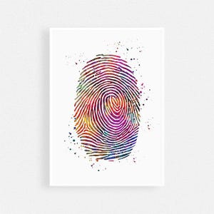 Fingerprint print, watercolor art fingerprint poster, Crime scene investigator gift