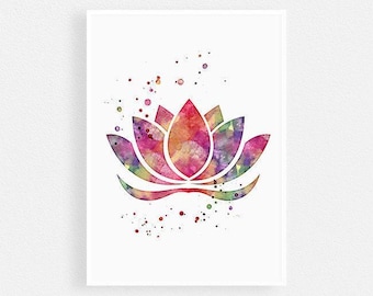 Lotus Flower watercolor art print | SPA decor | Yoga poster | Meditation room wall decor