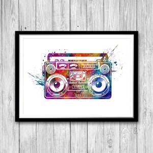 Ghettoblaster Kunstdruck, Retro Tonbandgerät, Musikkunst