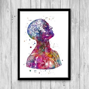 Anatomy Art DEALS Set of Prints Human Heart Brain Lungs Watercolor Wall Art for Doctor Office Decor Medical art image 3