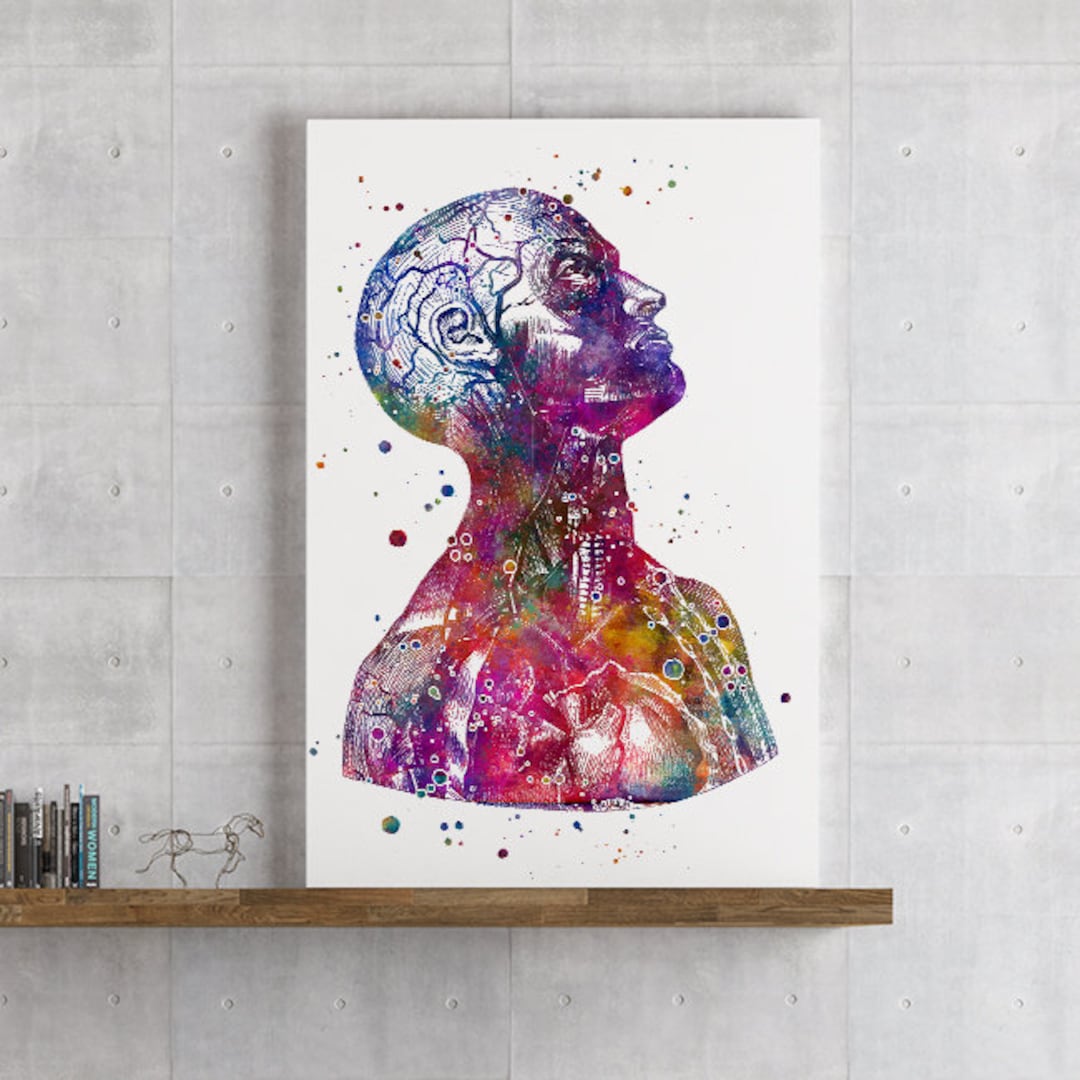 Human Anatomy Art Head and Neck Medical Watercolor Print Medical ...