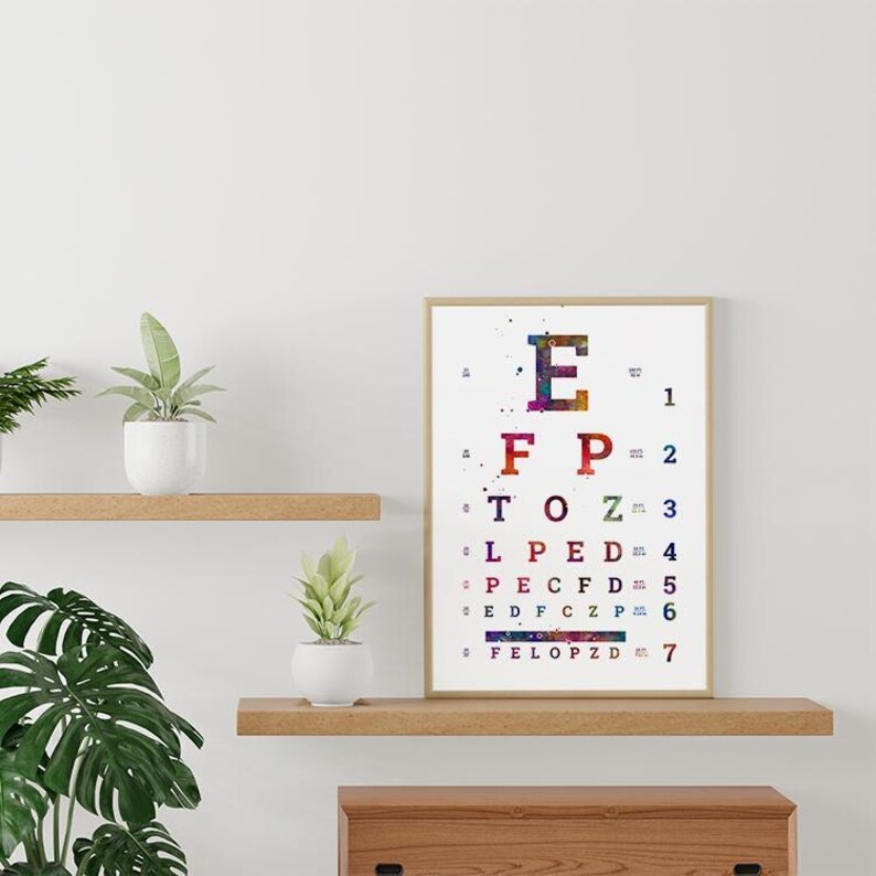 Optometry Art, Eyes Test Poster, Colorful Watercolor Artwork for ...