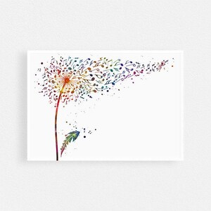 Dandelion Music Art Watercolor Print for Living or Music Room