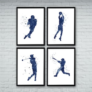 Football Baseball Basketball Golf Sports Art Set of 4 Watercolor Prints for Boys Room Kids Room Wall Decor