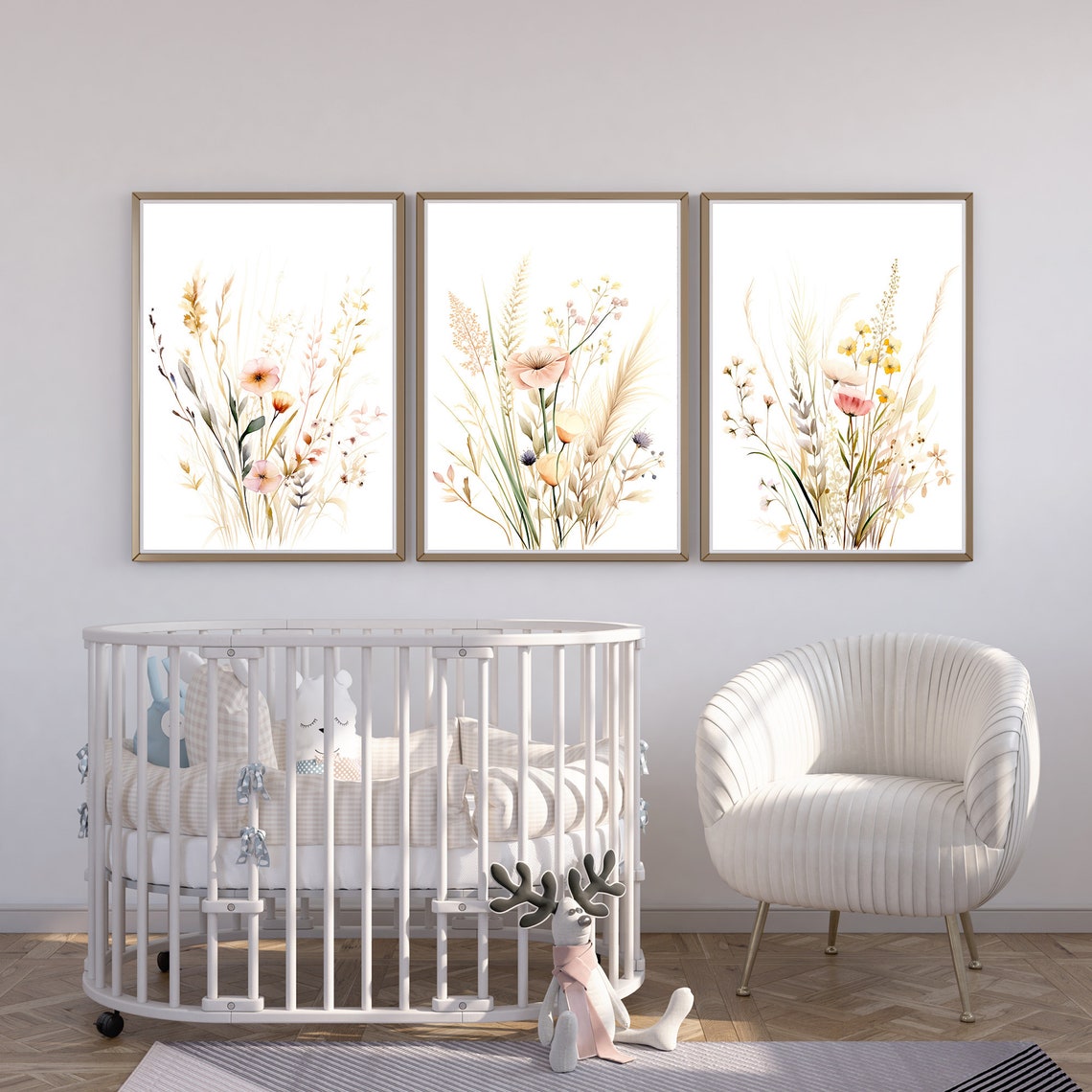 Boho Nursery Decor | Wildflowers Prints | Floral Baby Girl Nursery Wall ...