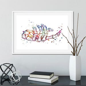 Human Palm Bones Watercolor Print Anatomy Art Doctor orthopedic office Wall Art