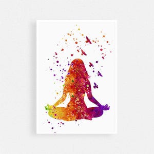 Yoga Watercolor Print | Meditation room decor