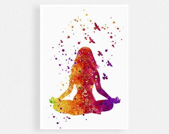 Yoga Watercolor Print | Meditation room decor